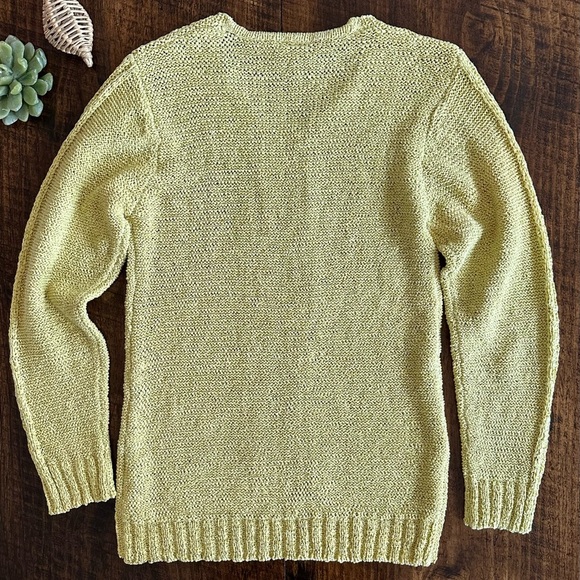 Mark Alan | Citrus Yellow Cotton/Wool Blend V-neck Sweater - Picture 2 of 6